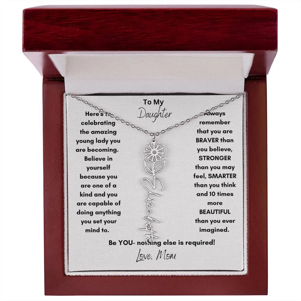 Daughter Gifts| Flower Name Necklace: A Personalized Gift of Love from Mom