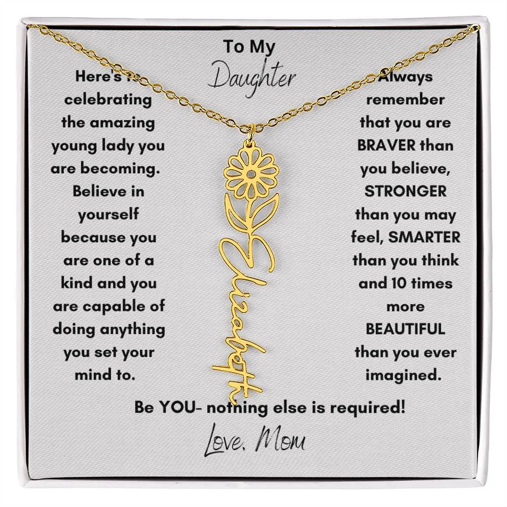 Daughter Gifts| Flower Name Necklace: A Personalized Gift of Love from Mom