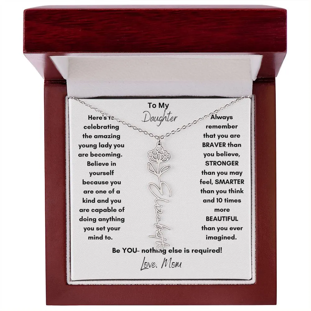 Daughter Gifts| Flower Name Necklace: A Personalized Gift of Love from Mom