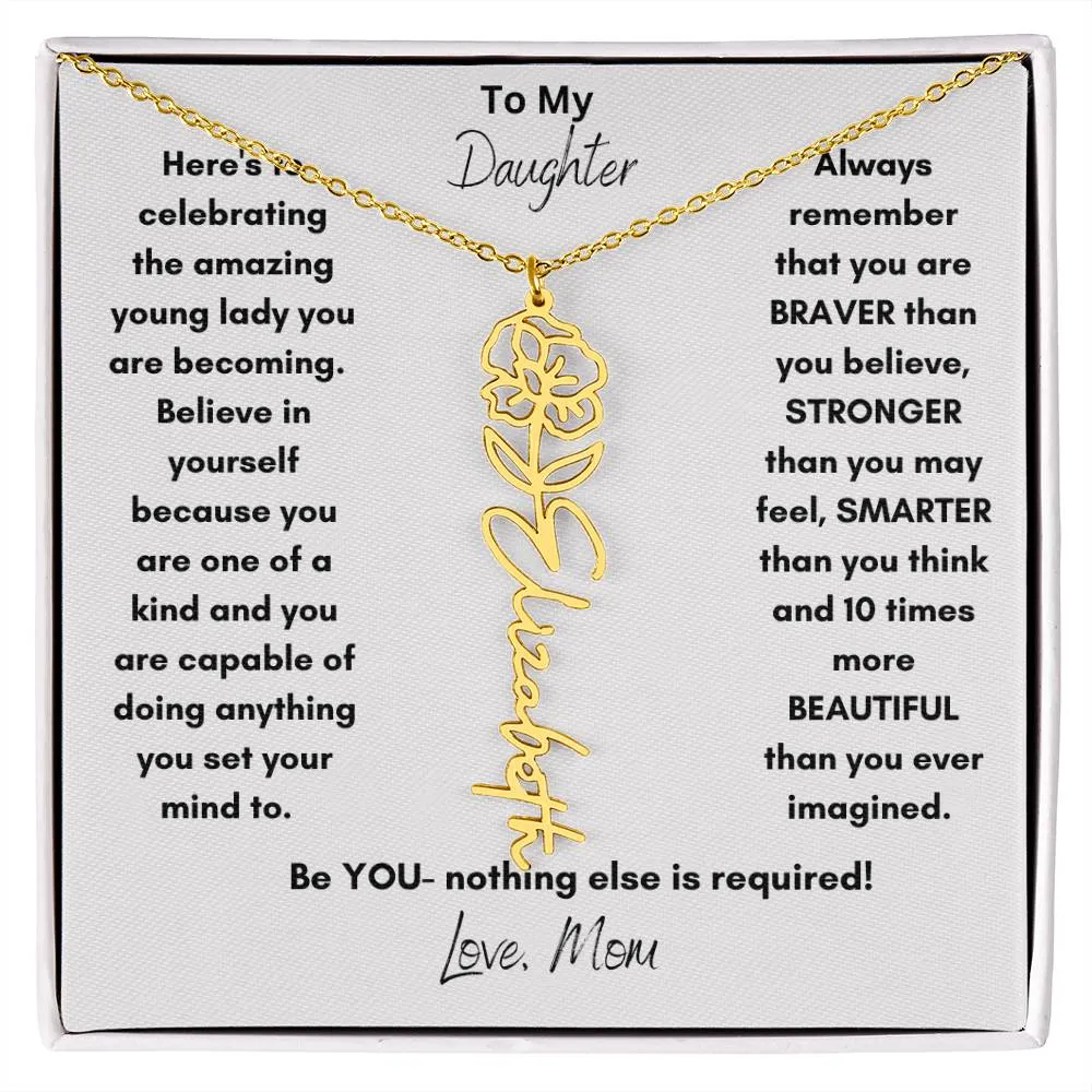 Daughter Gifts| Flower Name Necklace: A Personalized Gift of Love from Mom