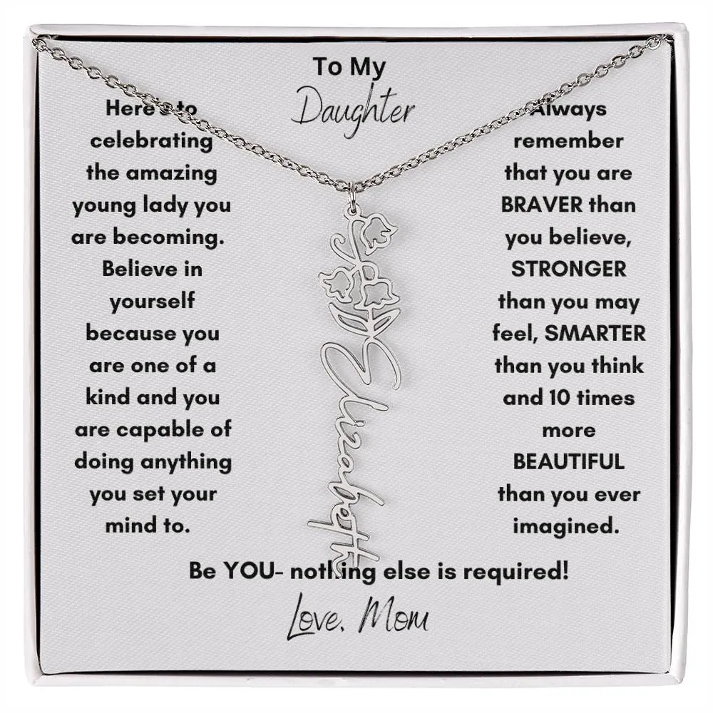 Daughter Gifts| Flower Name Necklace: A Personalized Gift of Love from Mom