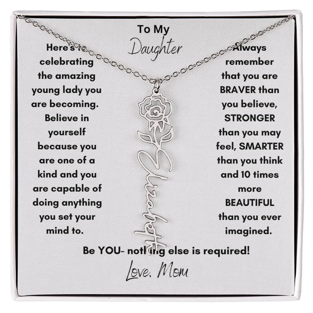 Daughter Gifts| Flower Name Necklace: A Personalized Gift of Love from Mom