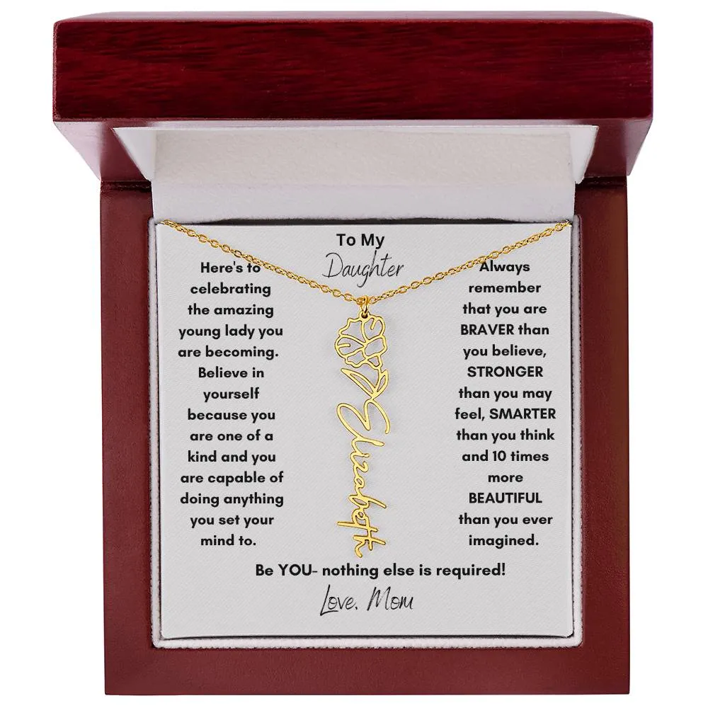 Daughter Gifts| Flower Name Necklace: A Personalized Gift of Love from Mom
