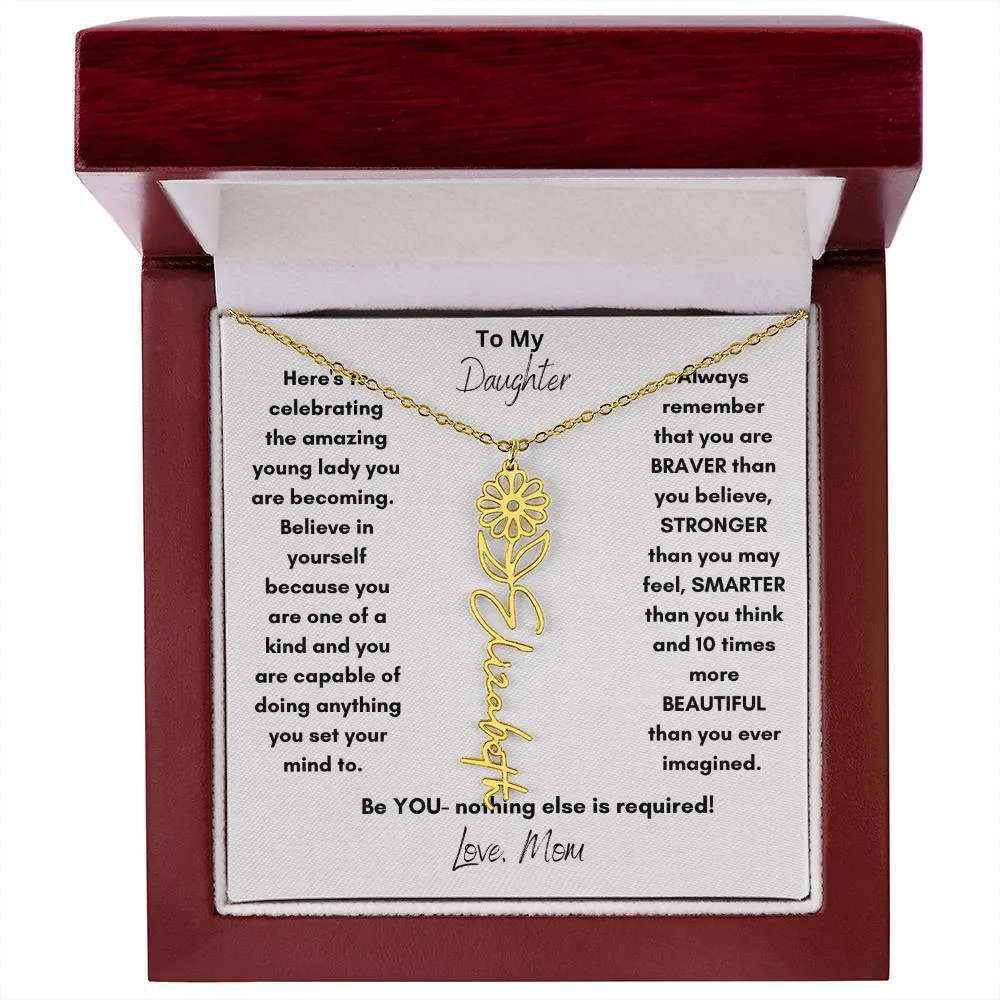 Daughter Gifts| Flower Name Necklace: A Personalized Gift of Love from Mom