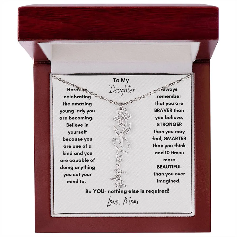 Daughter Gifts| Flower Name Necklace: A Personalized Gift of Love from Mom
