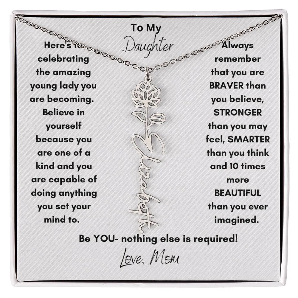 Daughter Gifts| Flower Name Necklace: A Personalized Gift of Love from Mom