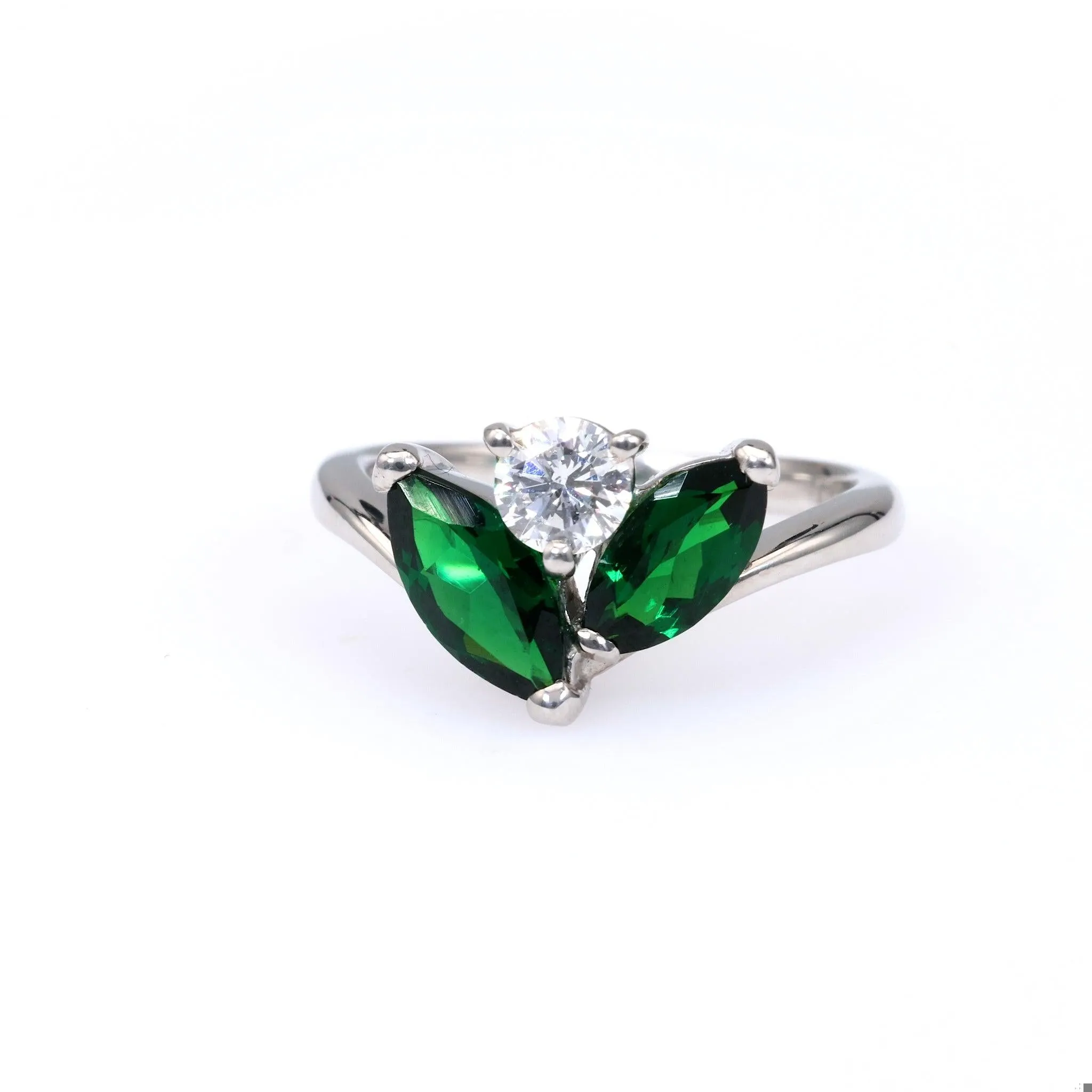 Diamond Tsavorite Garnet Platinum Ring