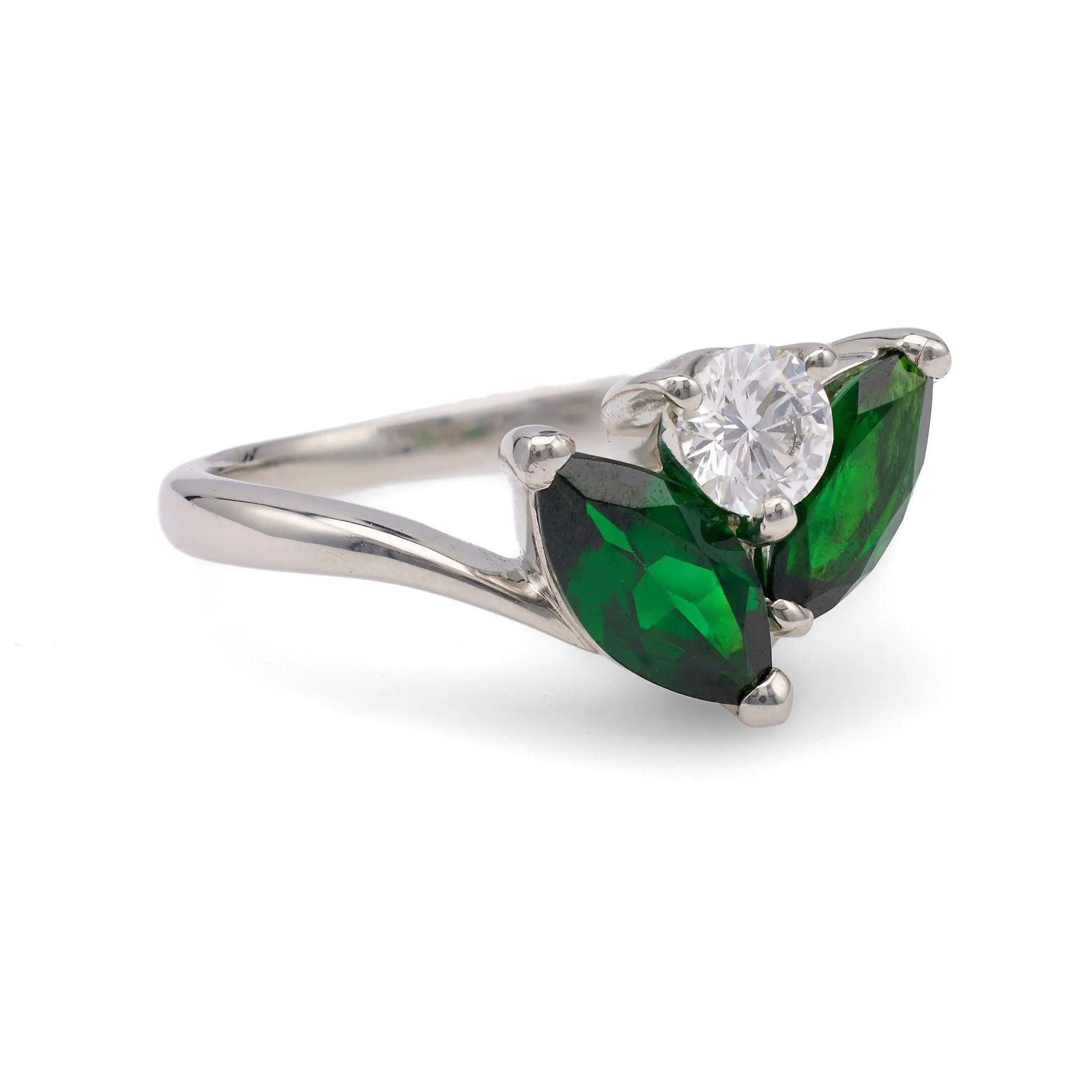 Diamond Tsavorite Garnet Platinum Ring