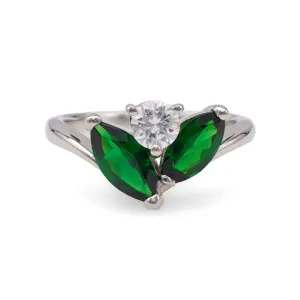 Diamond Tsavorite Garnet Platinum Ring