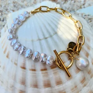DROP PEARL BAROQUE - PEARL WATERPROOF 18K GOLD BRACELET