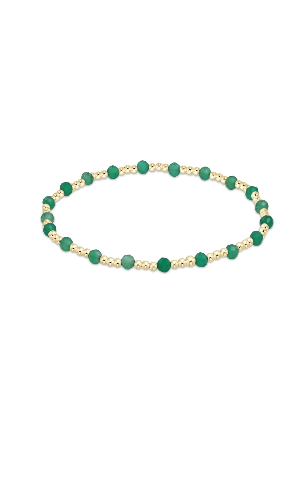 E Newton Gold Gemstone Sincerity 3mm Bracelet Green Onyx