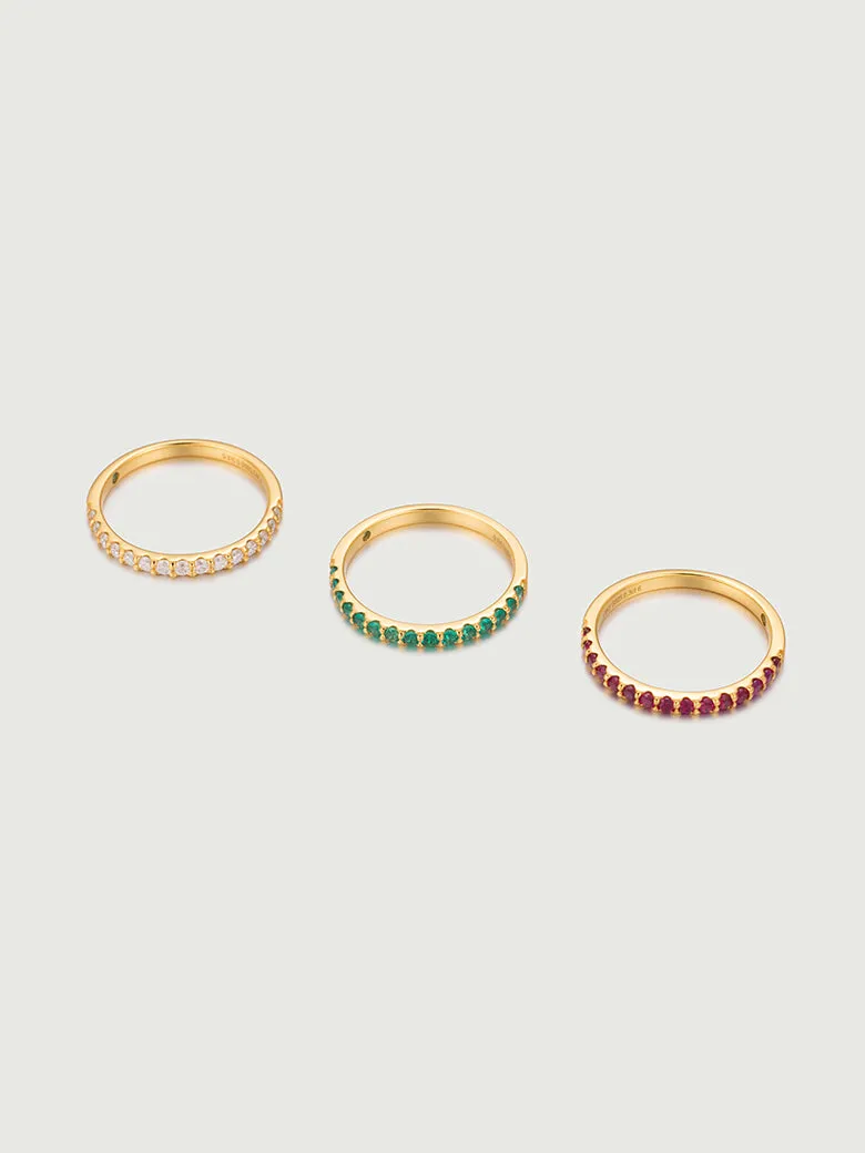 Emerald Half Pave Ring
