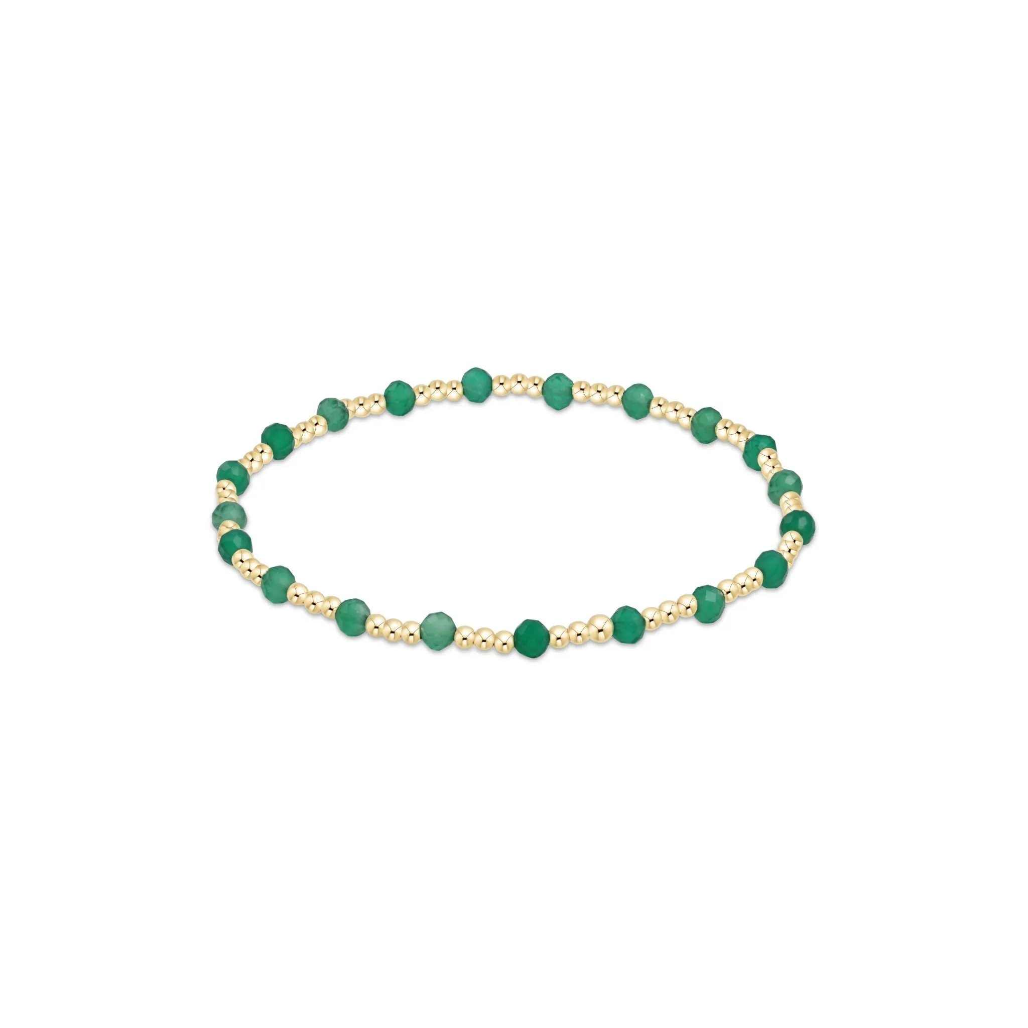 Enewton - Gemstone Gold Sincerity Pattern 3mm Bead Bracelet -  Faceted Green Onyx