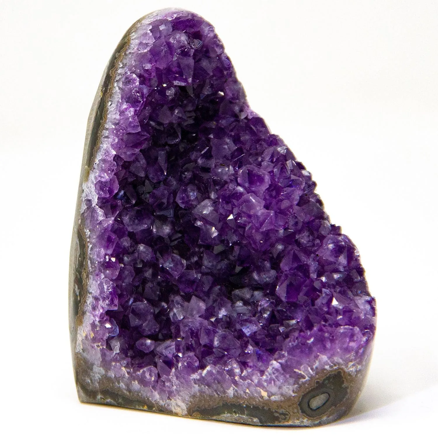 Extreme Polished Amethyst Cluster - 1.5 to 2 pounds of Powerful, Deep Purple Crystals. Geode from Uruguay. Includes Bonus 3 inch Selenite Wand in Velvet Bag.