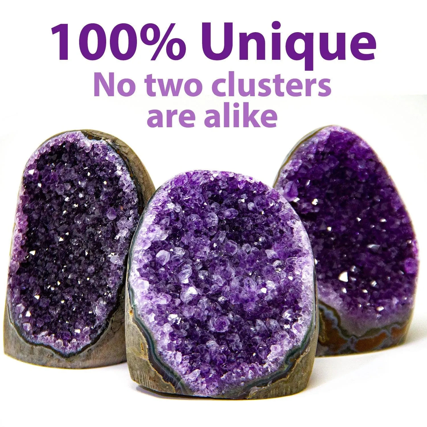Extreme Polished Amethyst Cluster - 1.5 to 2 pounds of Powerful, Deep Purple Crystals. Geode from Uruguay. Includes Bonus 3 inch Selenite Wand in Velvet Bag.