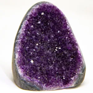 Extreme Polished Amethyst Cluster - 1.5 to 2 pounds of Powerful, Deep Purple Crystals. Geode from Uruguay. Includes Bonus 3 inch Selenite Wand in Velvet Bag.