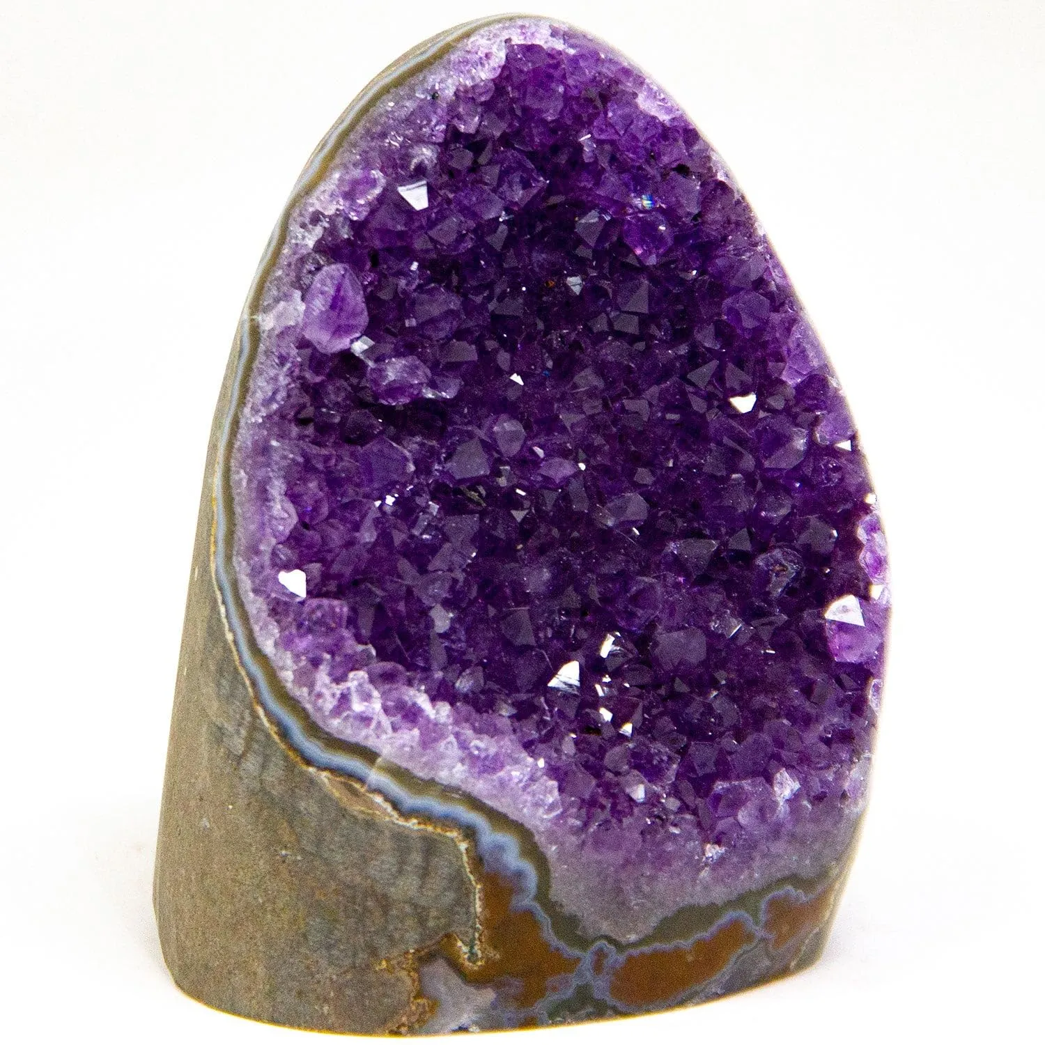 Extreme Polished Amethyst Cluster - 1.5 to 2 pounds of Powerful, Deep Purple Crystals. Geode from Uruguay. Includes Bonus 3 inch Selenite Wand in Velvet Bag.