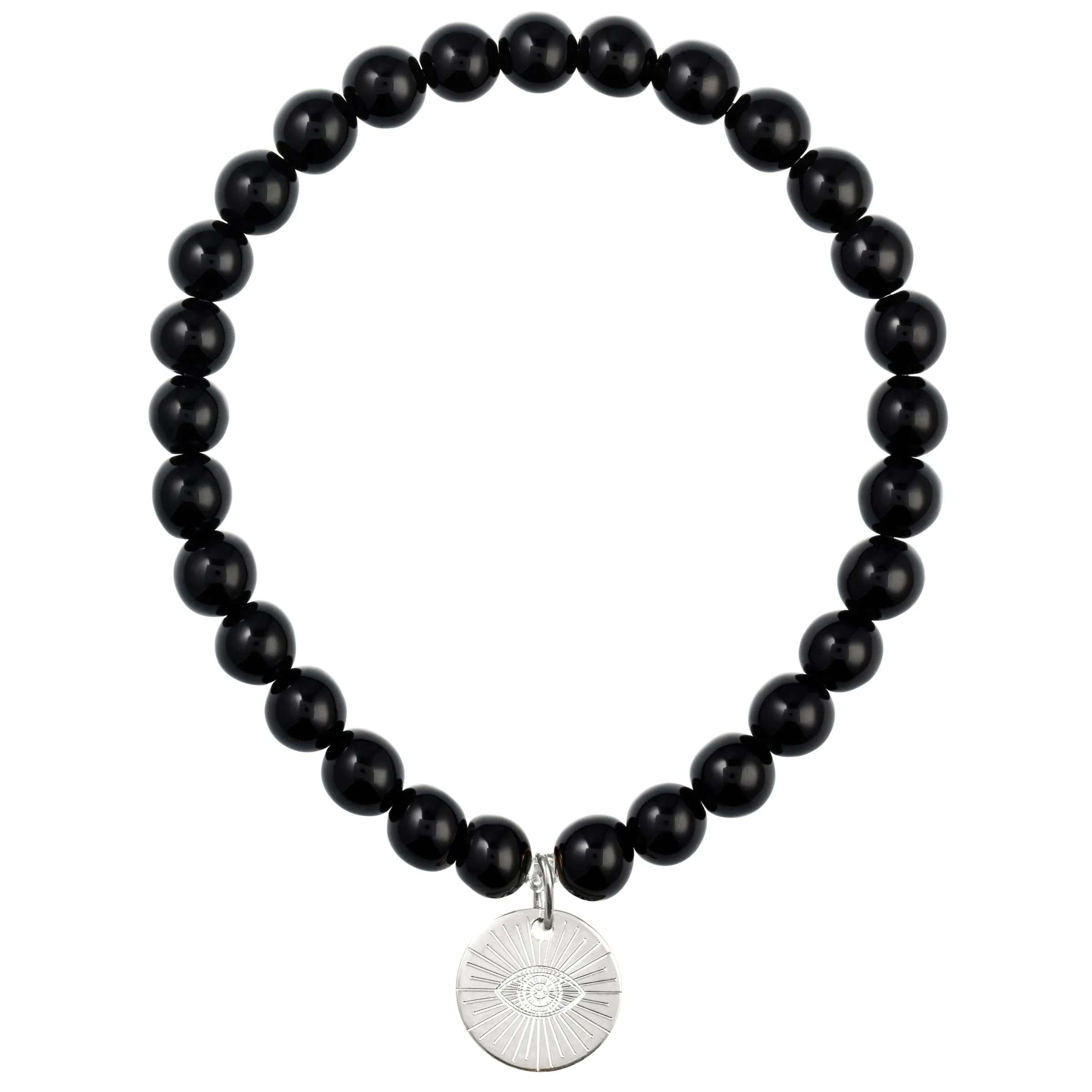 Eye of Providence & Protection Gemstone Bracelet - Rose Gold / Black