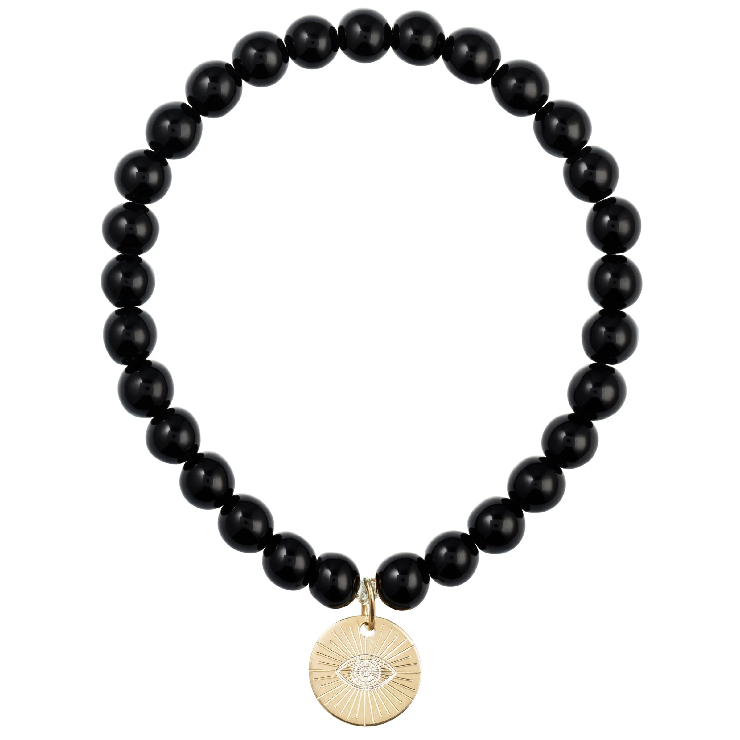 Eye of Providence & Protection Gemstone Bracelet - Rose Gold / Black
