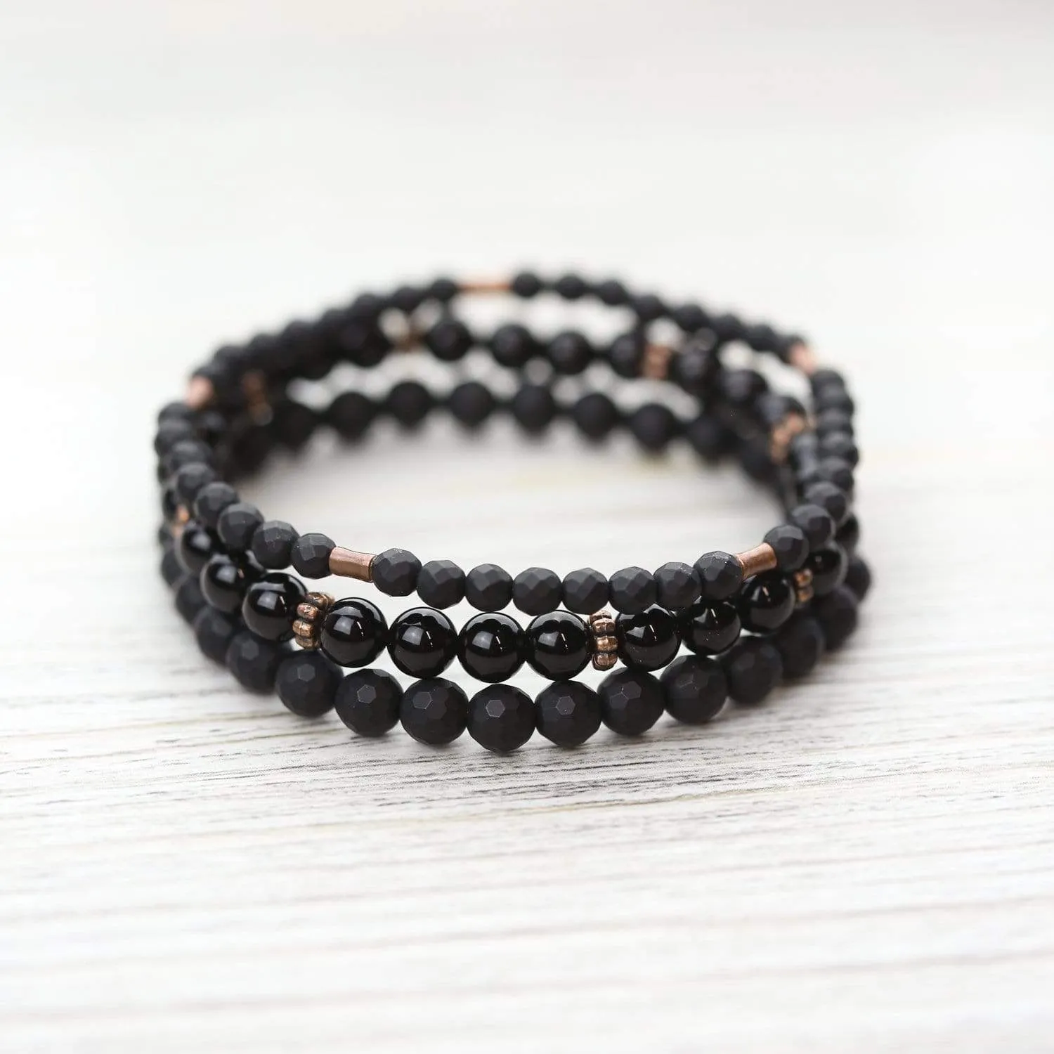 Faceted Onyx Strength Bracelet