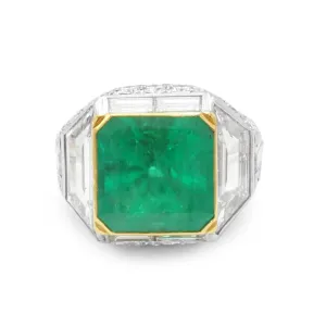 GCS Certified Colombian Emerald And Diamond Ring