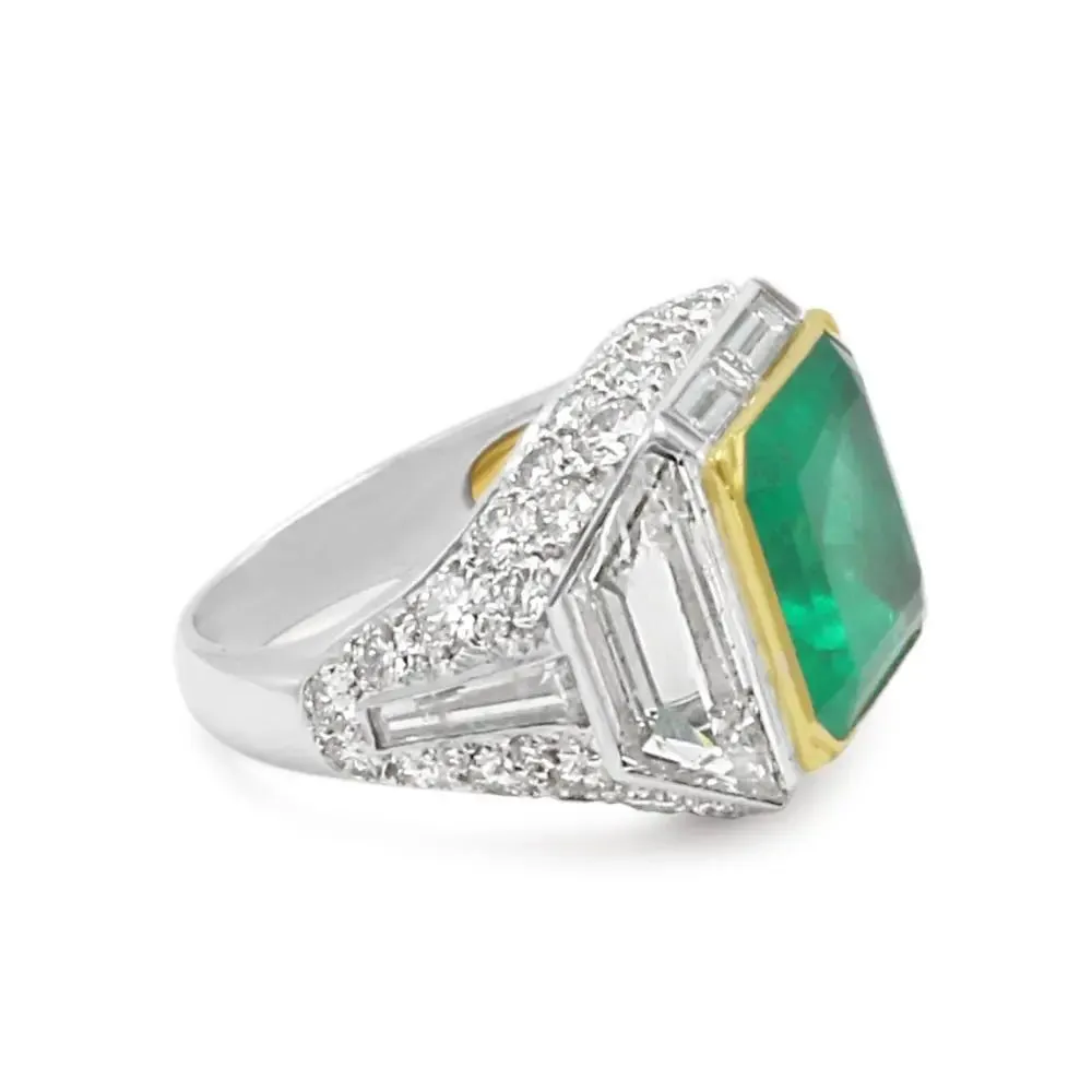 GCS Certified Colombian Emerald And Diamond Ring