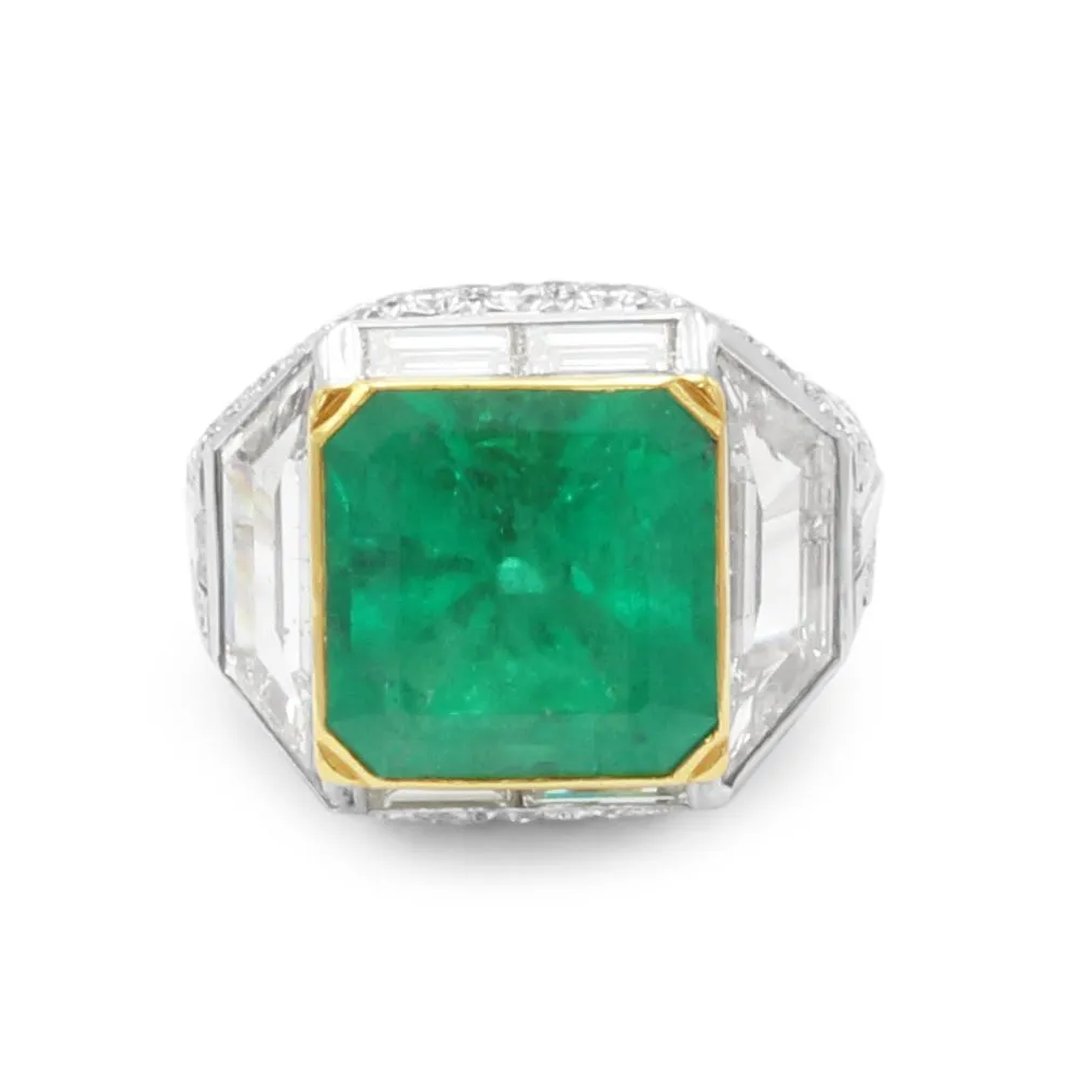 GCS Certified Colombian Emerald And Diamond Ring