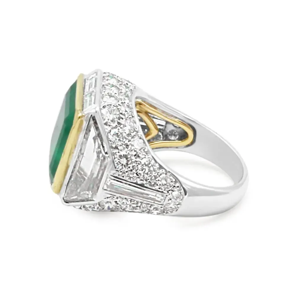 GCS Certified Colombian Emerald And Diamond Ring