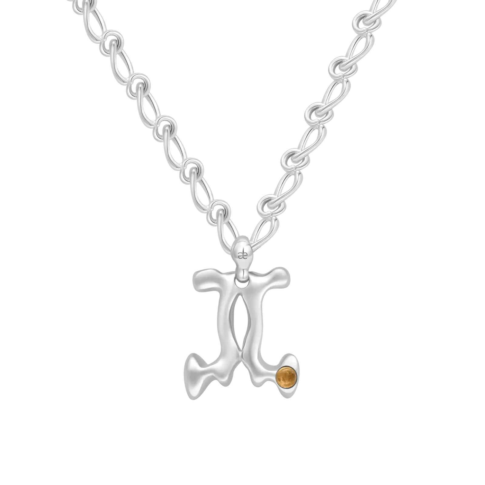 Gemini Citrine Pendant on Eclipse Necklace