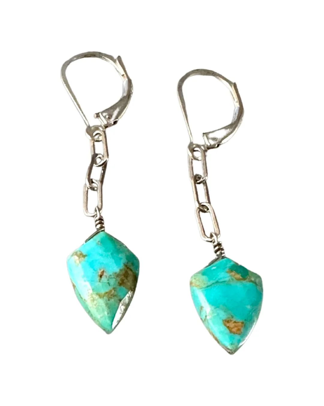Gemstone Shield Chain Drop Earrings