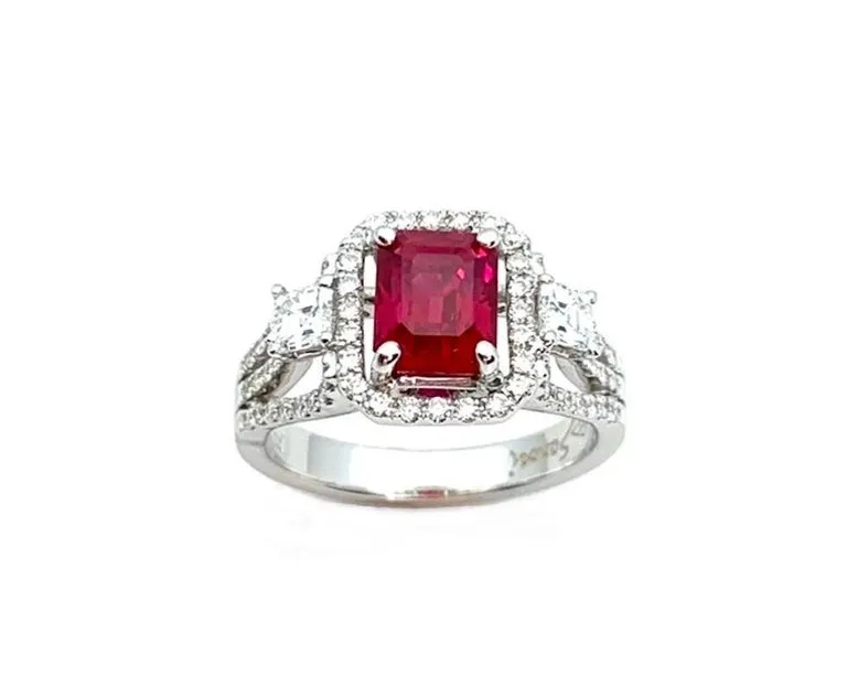 GIA Certified 2.02 Carat Pigeon's Blood Burmese Ruby and Diamond Cocktail Ring