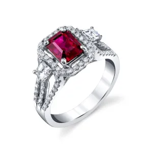 GIA Certified 2.02 Carat Pigeon's Blood Burmese Ruby and Diamond Cocktail Ring