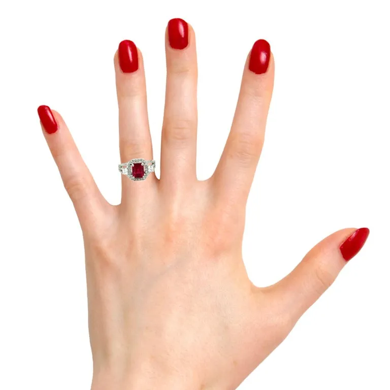 GIA Certified 2.02 Carat Pigeon's Blood Burmese Ruby and Diamond Cocktail Ring