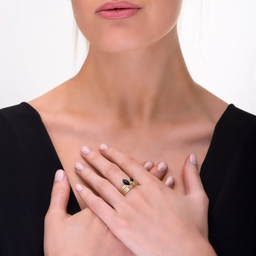 Gold Onyx Wild flower Rings