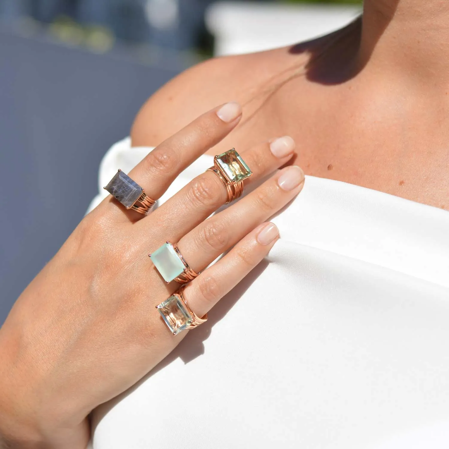 Gold Ring Labradorite Pietra