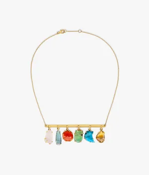 Gold Unique Gems Unique 6 Pendants Necklace
