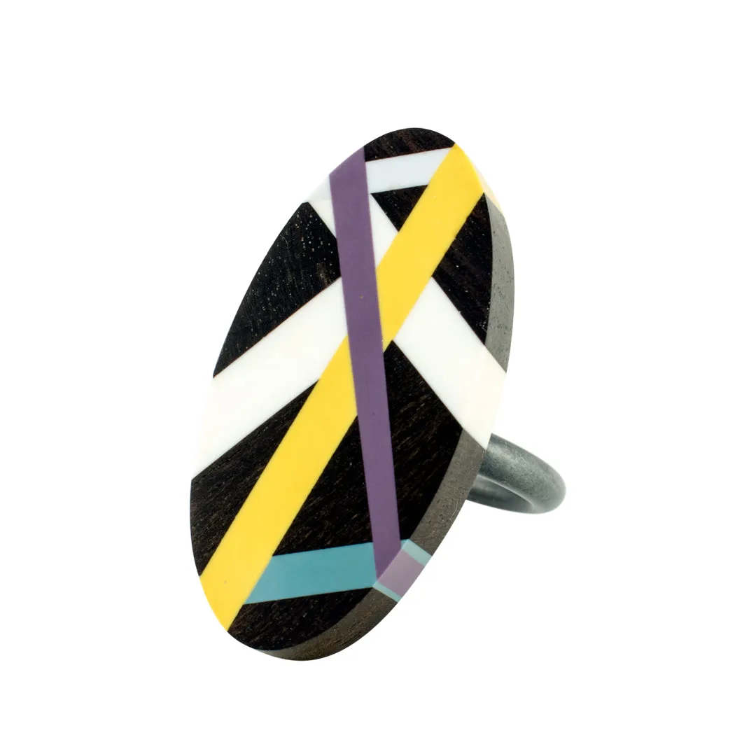 Graphic Line Ebony Wood Ring