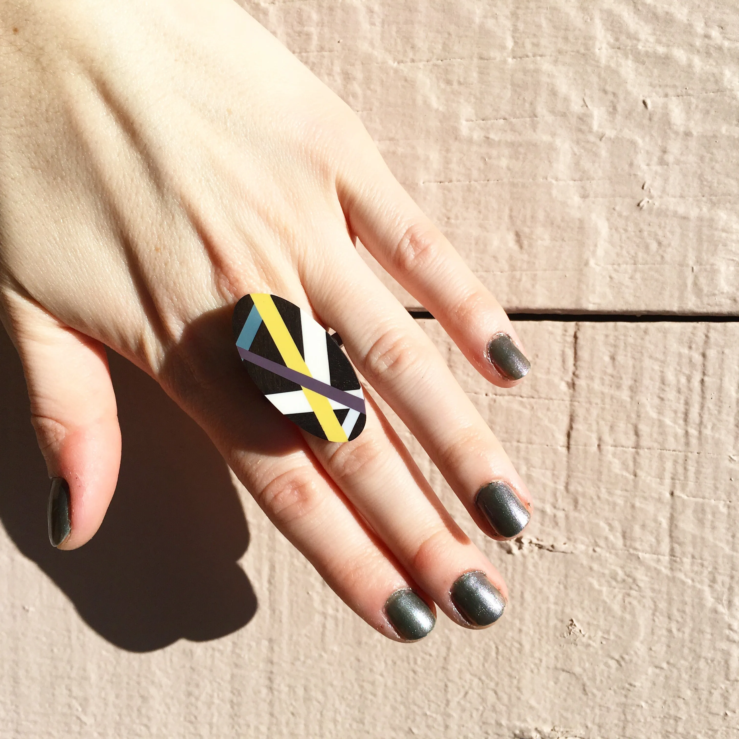 Graphic Line Ebony Wood Ring