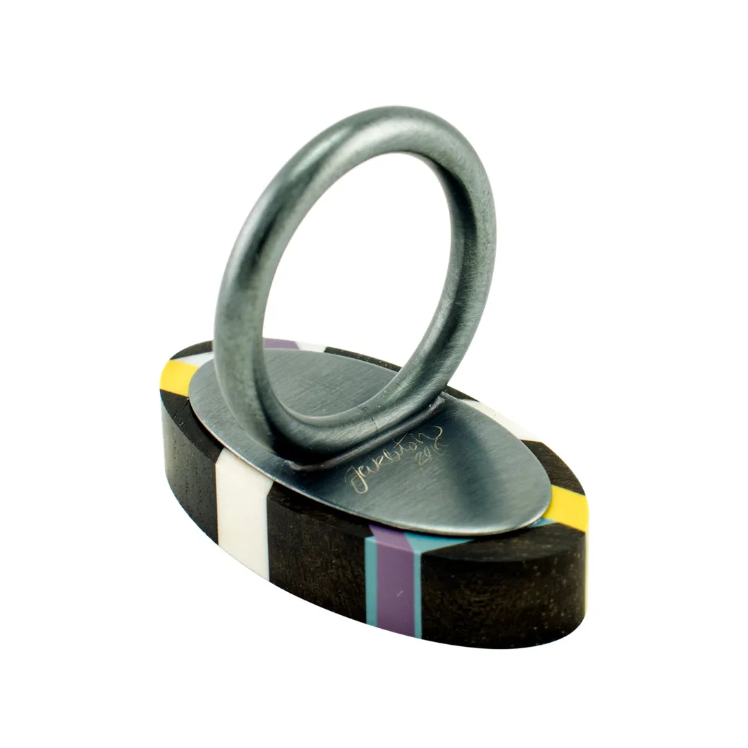 Graphic Line Ebony Wood Ring