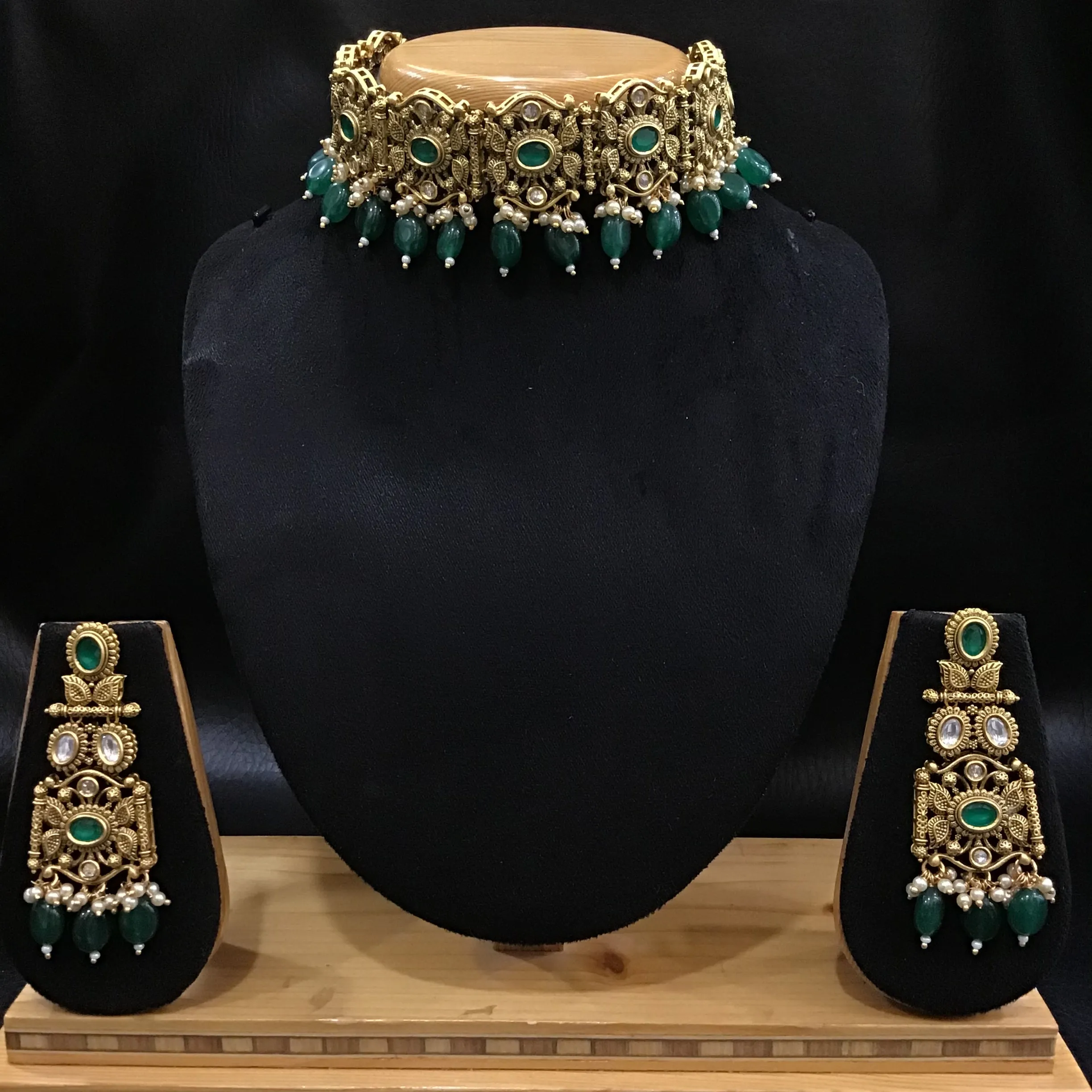 Green Gold Look choker set 16597-3744