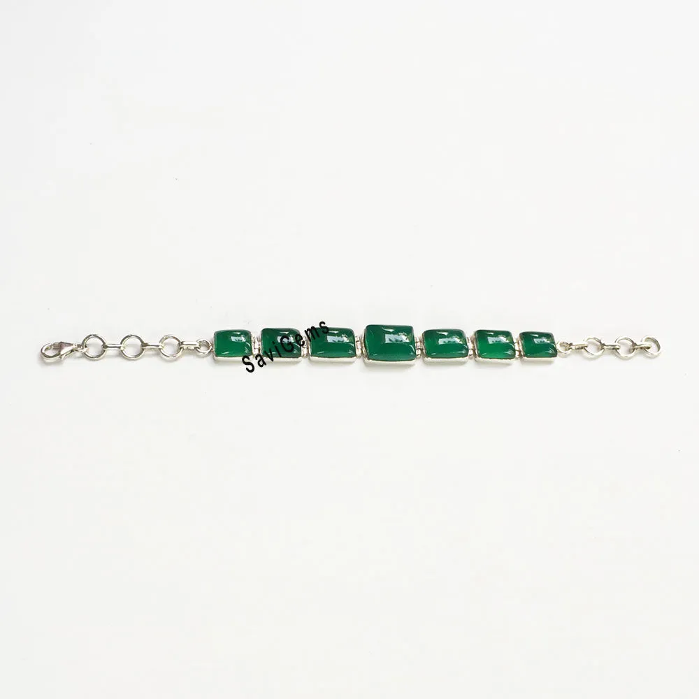 Green Onyx Sterling Silver Bracelet