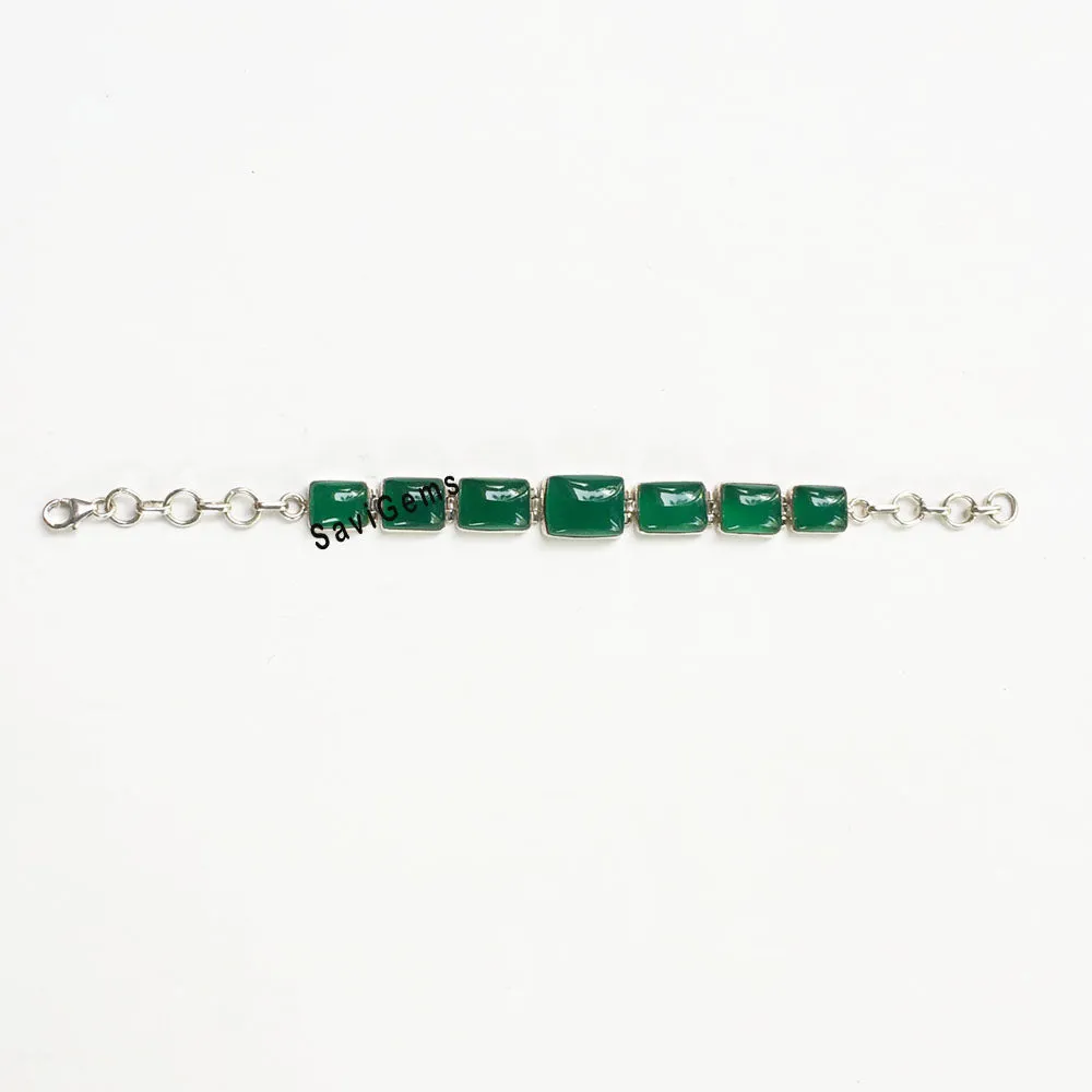 Green Onyx Sterling Silver Bracelet