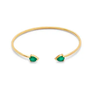 Green Onyx Teardrop Cuff Bangle Bracelet