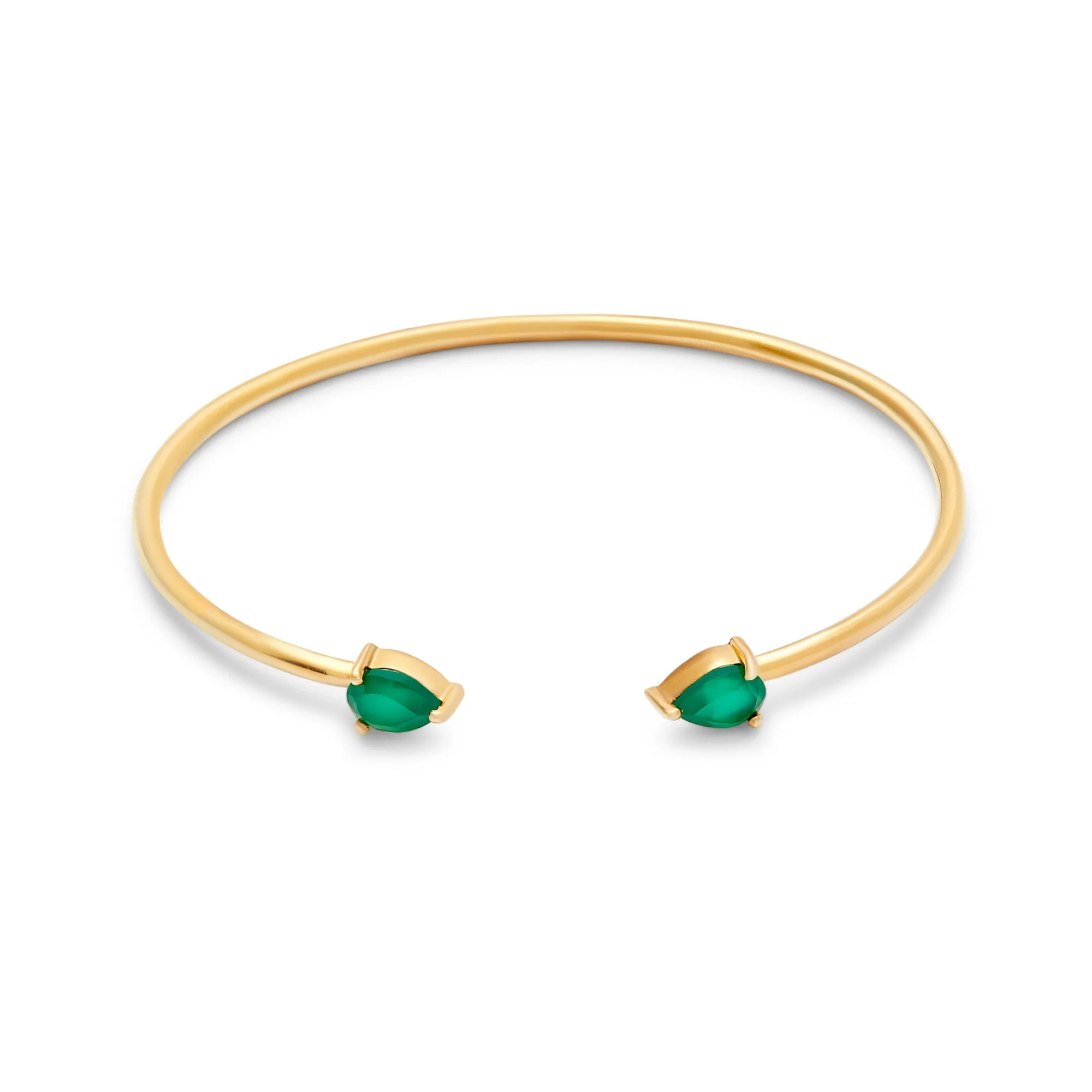 Green Onyx Teardrop Cuff Bangle Bracelet
