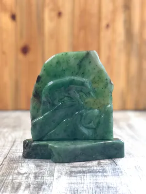 Grizzly Bear Fishing Scene on Jade