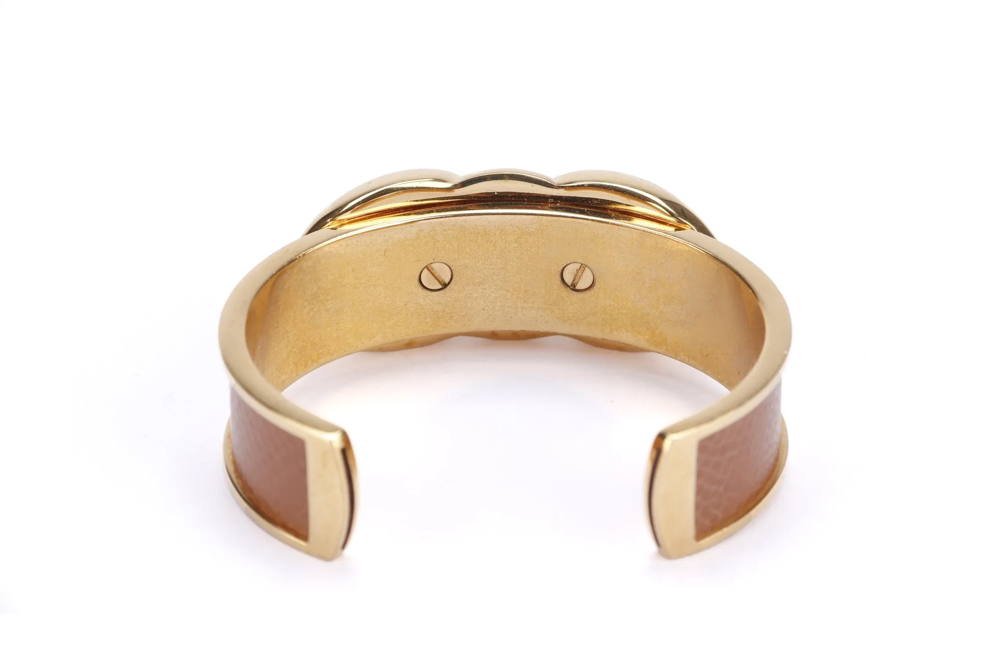 Hermes Vintage Cuff Bracelet with Gold Courchevel Leather Trim, no Dust Cover & Box
