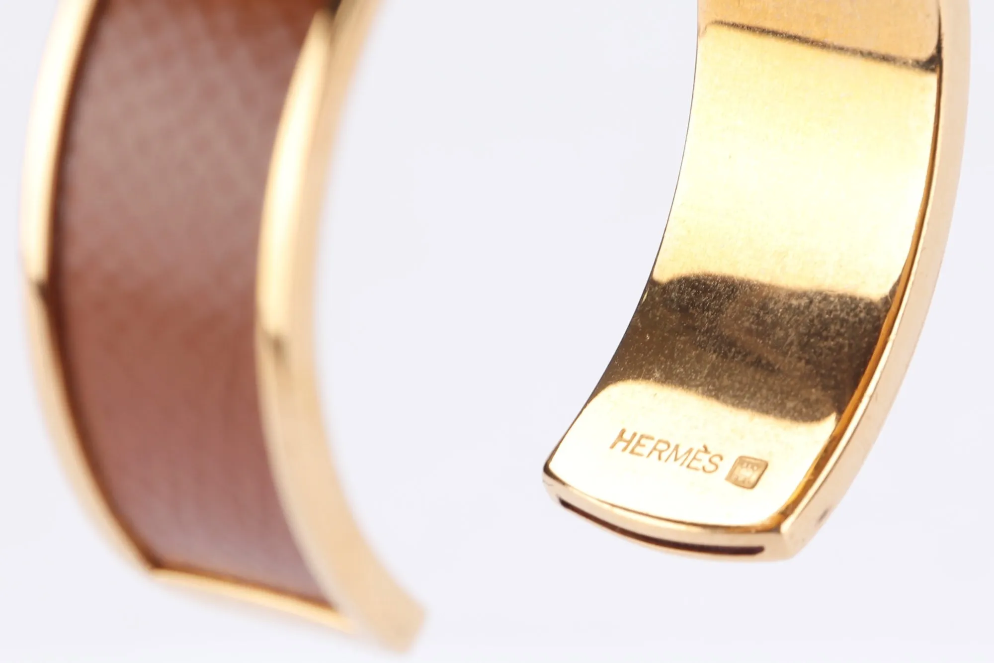 Hermes Vintage Cuff Bracelet with Gold Courchevel Leather Trim, no Dust Cover & Box