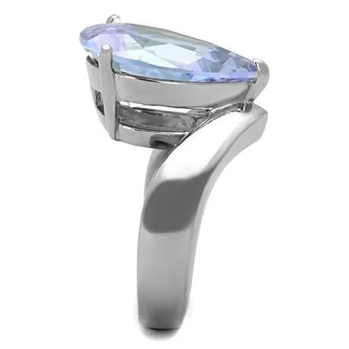 High polished (no plating) Stainless Steel Ring with AAA Grade CZ in Light Amethyst for Women Style TK1755
