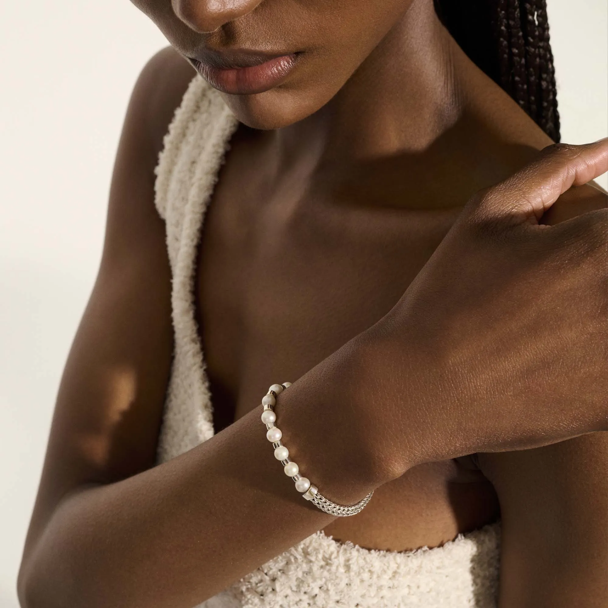 JOHN HARDY STERLING SILVER ESSENTIALS PEARL BRACELET - MEDIUM