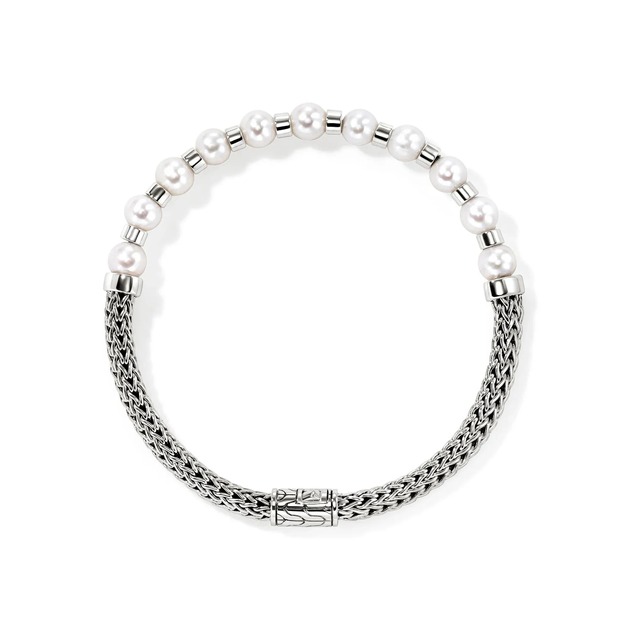 JOHN HARDY STERLING SILVER ESSENTIALS PEARL BRACELET - MEDIUM